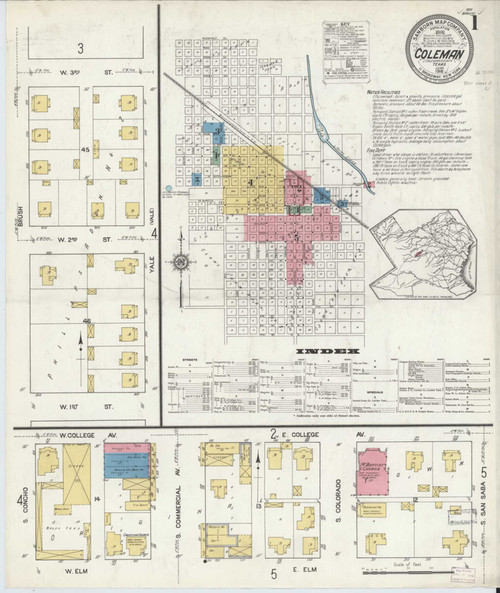 Coleman Texas 1916 - Fire Insurance Index - Old Map Reprint