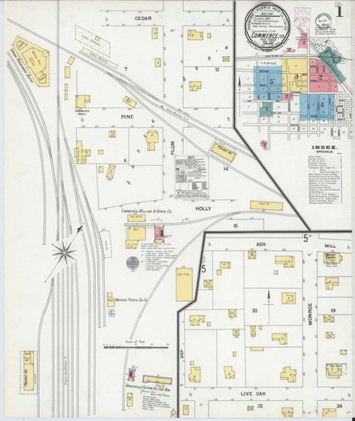 Commerce Texas 1901 - Fire Insurance Index - Old Map Reprint