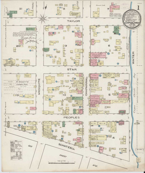 Corpus Christi Texas 1885 - Fire Insurance Index - Old Map Reprint
