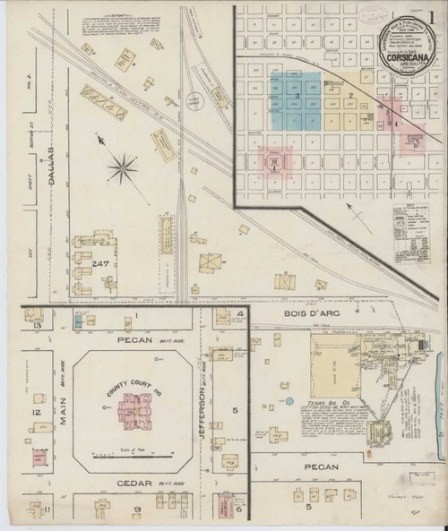 Corsicana Texas 1885 - Fire Insurance Index - Old Map Reprint