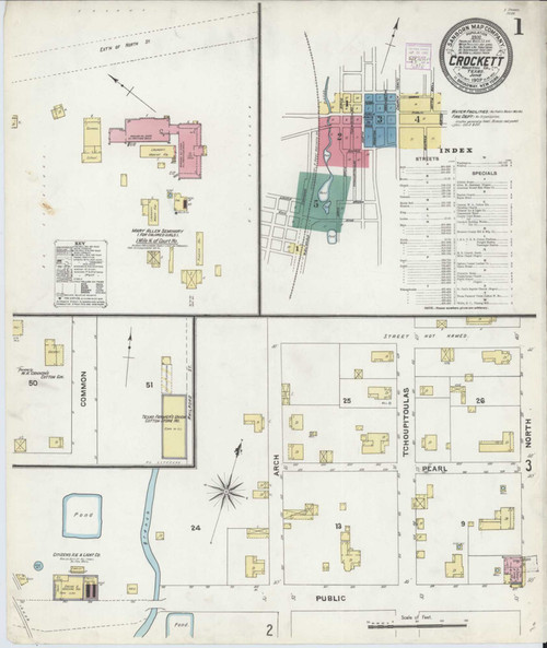 Crockett Texas 1907 - Fire Insurance Index - Old Map Reprint
