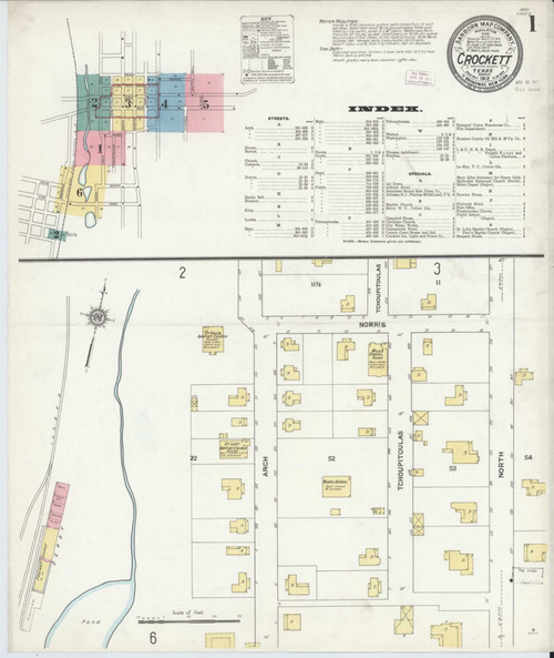 Crockett Texas 1912 - Fire Insurance Index - Old Map Reprint