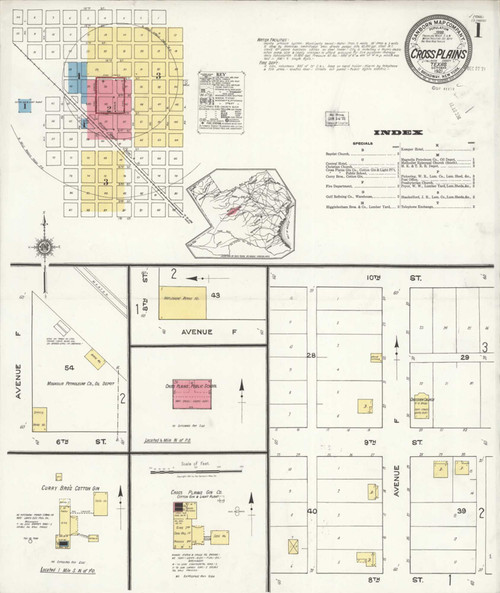 Cross Plains Texas 1921 - Fire Insurance Index - Old Map Reprint