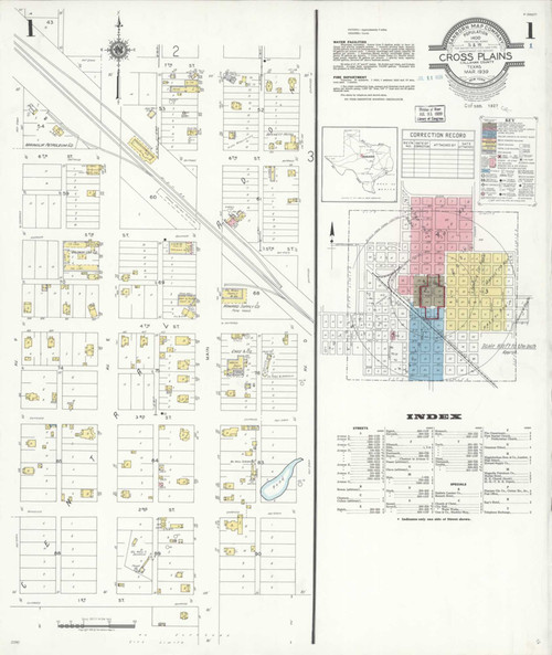 Cross Plains Texas 1939 - Fire Insurance Index - Old Map Reprint