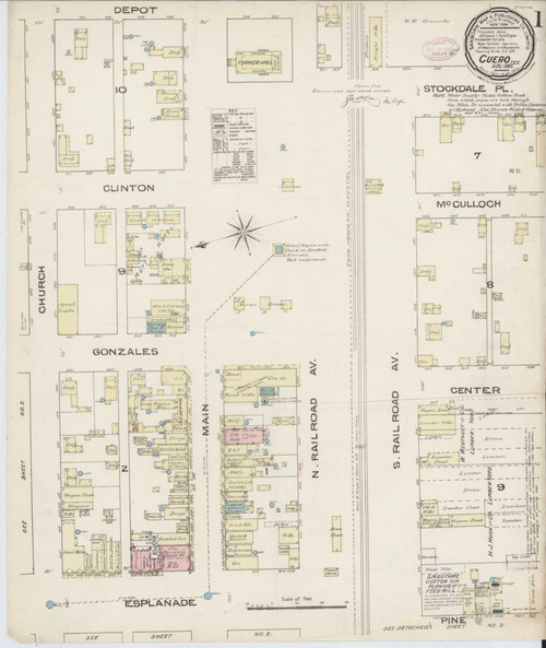 Cuero Texas 1885 - Fire Insurance Index - Old Map Reprint
