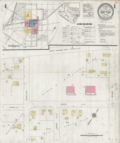 Dayton Texas 1927 - Fire Insurance Index - Old Map Reprint