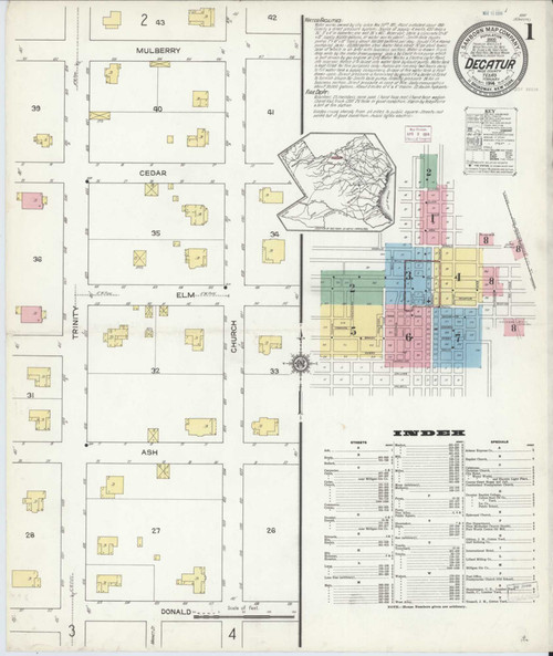 Decatur Texas 1914 - Fire Insurance Index - Old Map Reprint