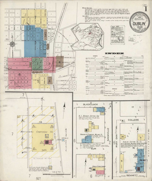 Dublin Texas 1921 - Fire Insurance Index - Old Map Reprint