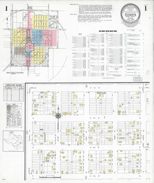 Dumas Texas 1950 - Fire Insurance Index - Old Map Reprint