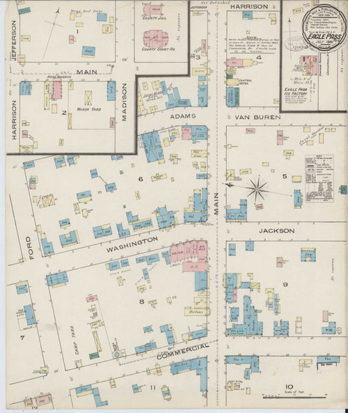 Eagle Pass Texas 1885 - Fire Insurance Index - Old Map Reprint