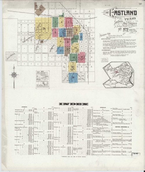 Eastland Texas 1920 - Fire Insurance Index - Old Map Reprint