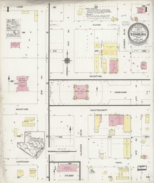 Edinburg Texas 1925 - Fire Insurance Index - Old Map Reprint