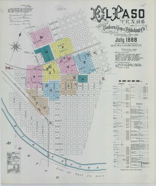 El Paso Texas 1888 - Fire Insurance Index - Old Map Reprint