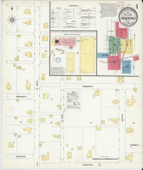 Farmersville Texas 1908 - Fire Insurance Index - Old Map Reprint