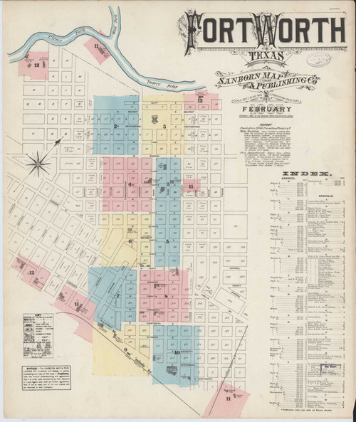 Fort Worth Texas 1885 - Fire Insurance Index - Old Map Reprint