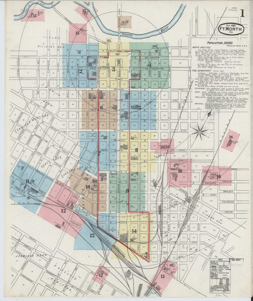 Fort Worth Texas 1899 - Fire Insurance Index - Old Map Reprint