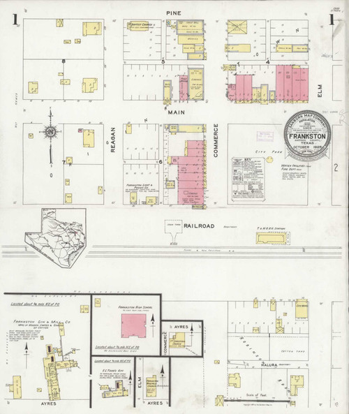 Frankston Texas 1925 - Fire Insurance Index - Old Map Reprint