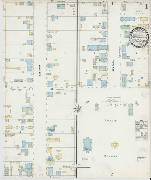 Fredericksburg Texas 1896 - Fire Insurance Index - Old Map Reprint