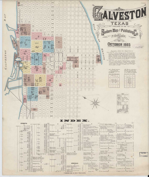 Galveston Texas 1885 - Fire Insurance Index - Old Map Reprint