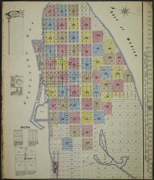 Galveston Texas 1889 - Fire Insurance Index - Old Map Reprint