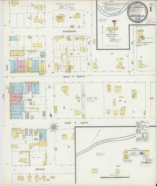 Gatesville Texas 1896 - Fire Insurance Index - Old Map Reprint