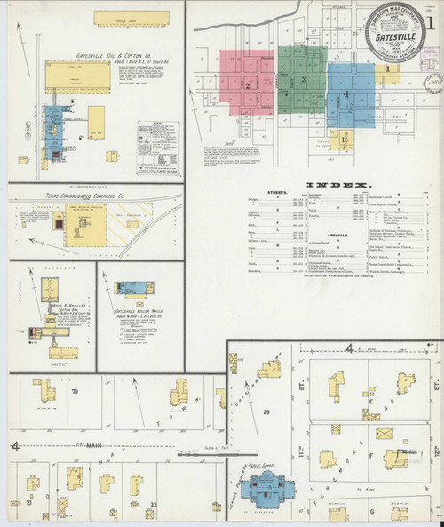 Gatesville Texas 1902 - Fire Insurance Index - Old Map Reprint