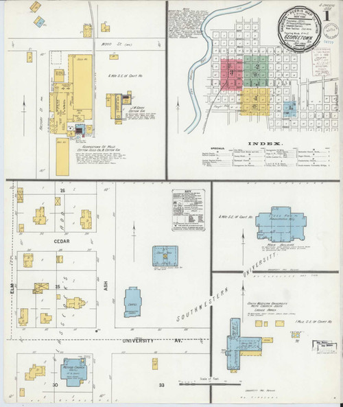 Georgetown Texas 1900 - Fire Insurance Index - Old Map Reprint