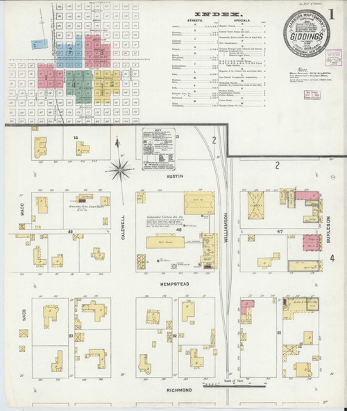 Giddings Texas 1906 - Fire Insurance Index - Old Map Reprint