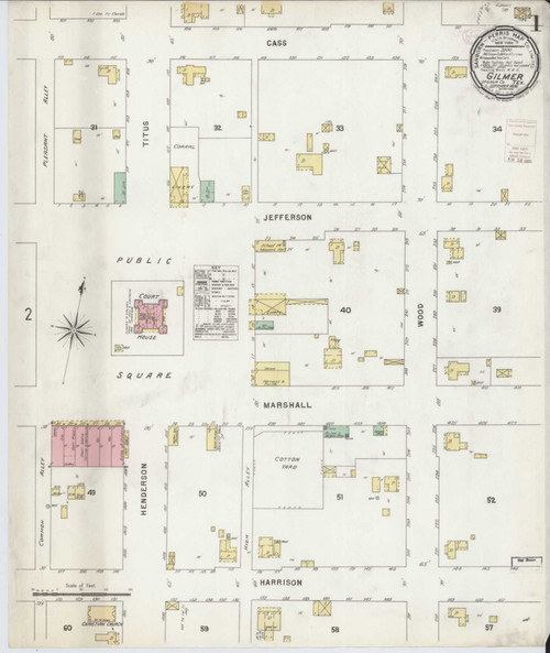 Gilmer Texas 1896 - Fire Insurance Index - Old Map Reprint