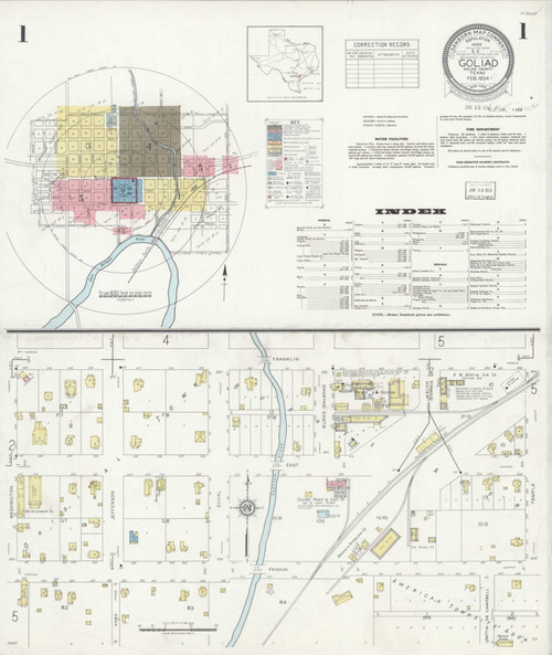 Goliad Texas 1934 - Fire Insurance Index - Old Map Reprint