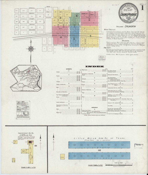 Grand Prairie Texas 1920 - Fire Insurance Index - Old Map Reprint