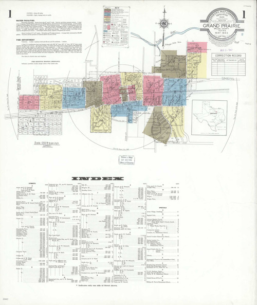 Grand Prairie Texas 1943 - Fire Insurance Index - Old Map Reprint