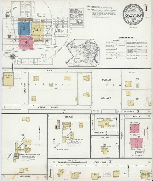 Grapevine Texas 1921 - Fire Insurance Index - Old Map Reprint