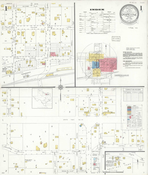 Grapevine Texas 1935 - Fire Insurance Index - Old Map Reprint