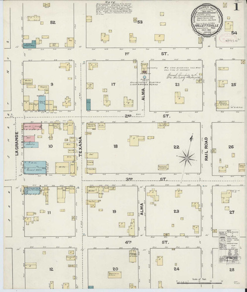 Hallettsville Texas 1891 - Fire Insurance Index - Old Map Reprint