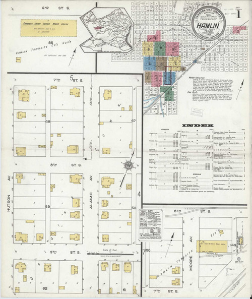 Hamlin Texas 1919 - Fire Insurance Index - Old Map Reprint