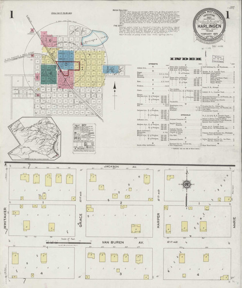 Harlingen Texas 1925 - Fire Insurance Index - Old Map Reprint