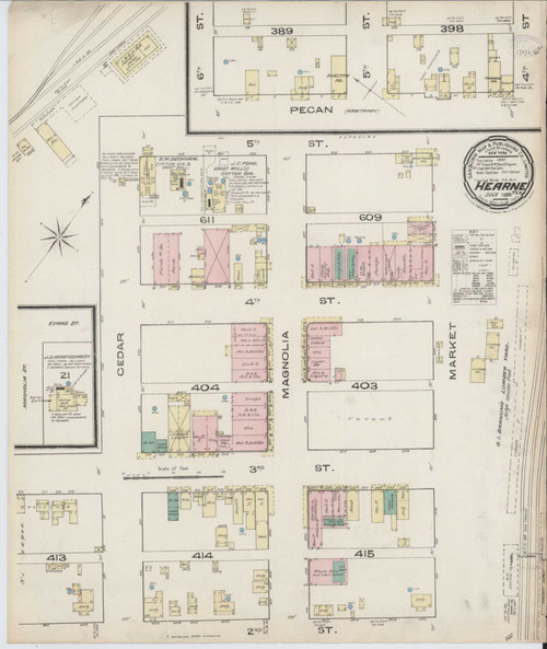 Hearne Texas 1885 - Fire Insurance Index - Old Map Reprint