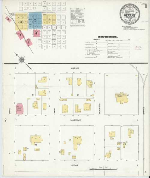 Hearne Texas 1911 - Fire Insurance Index - Old Map Reprint