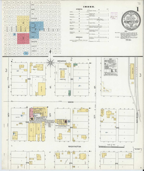 Hempstead Texas 1906 - Fire Insurance Index - Old Map Reprint