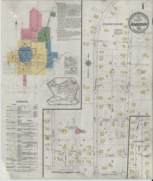 Henderson Texas 1919 - Fire Insurance Index - Old Map Reprint