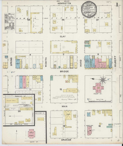 Henrietta Texas 1891 - Fire Insurance Index - Old Map Reprint