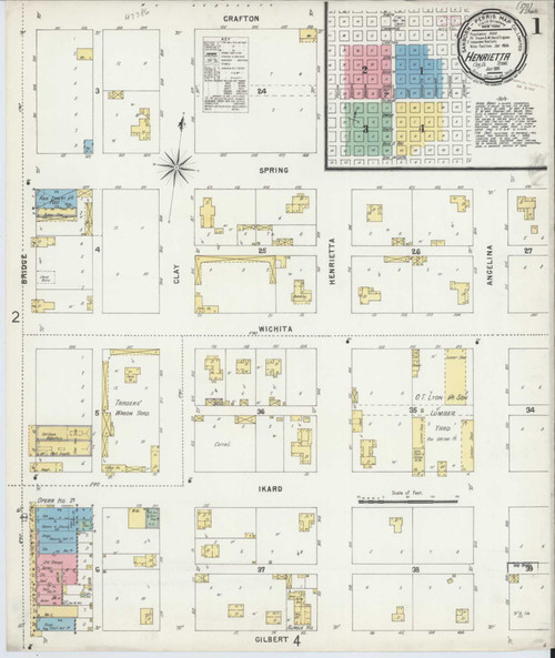 Henrietta Texas 1896 - Fire Insurance Index - Old Map Reprint