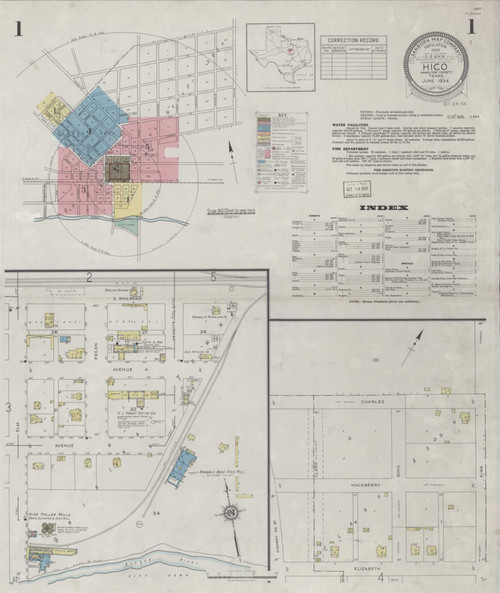 Hico Texas 1934 - Fire Insurance Index - Old Map Reprint