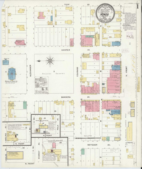Hondo Texas 1909 - Fire Insurance Index - Old Map Reprint