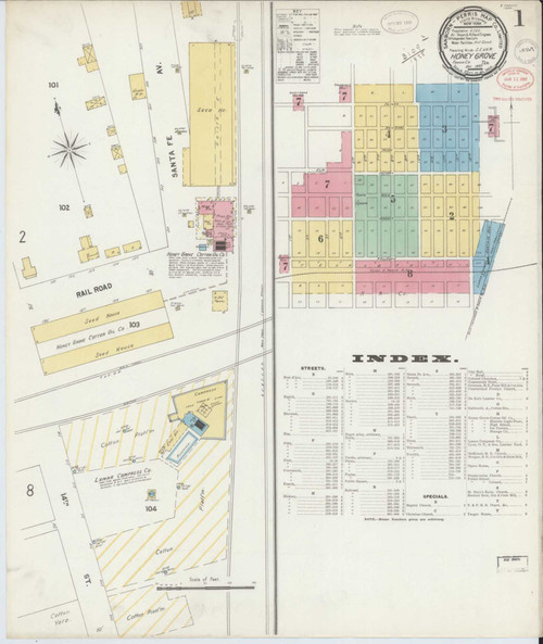 Honey Grove Texas 1897 - Fire Insurance Index - Old Map Reprint