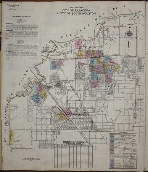 Houston Texas 1950 V12 - Fire Insurance Index - Old Map Reprint