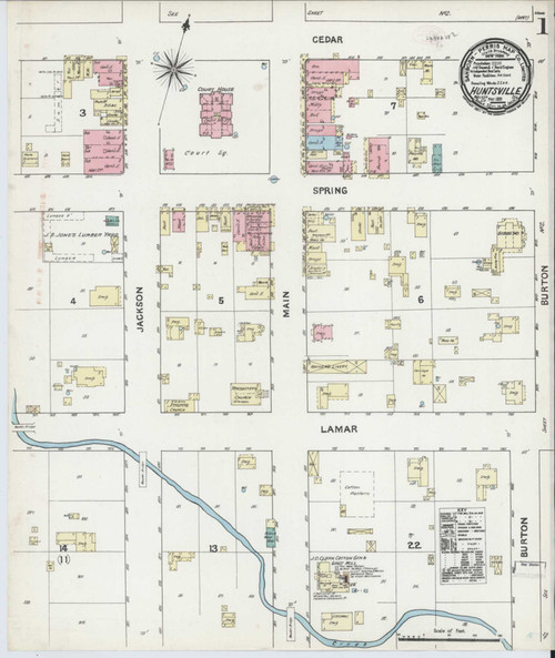 Huntsville Texas 1891 - Fire Insurance Index - Old Map Reprint