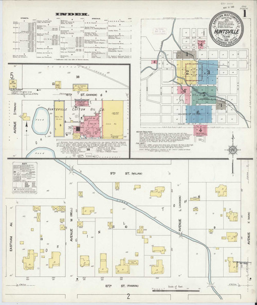 Huntsville Texas 1912 - Fire Insurance Index - Old Map Reprint