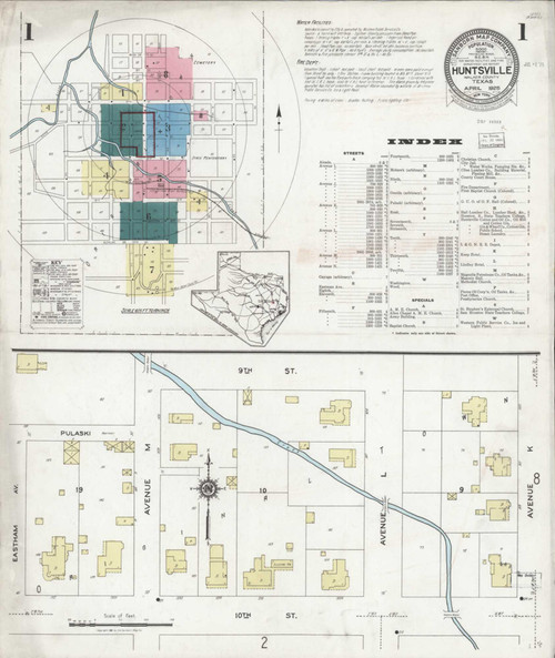 Huntsville Texas 1925 - Fire Insurance Index - Old Map Reprint
